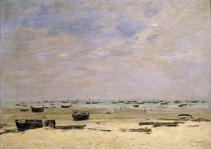 folyami bárkák apálykor; Berck le Rivage a Maree Basse, 1882 alkotó: Eugene Louis Boudin