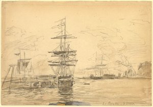 Hajók a kikötőben, c. 1875. alkotó: Eugene Louis Boudin