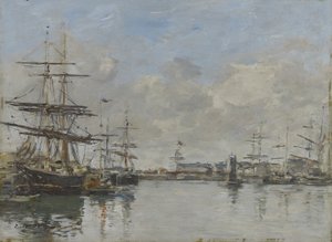Le Havre kikötője, 1885-90 körül alkotó: Eugene Louis Boudin