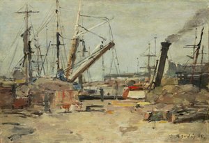 A vonóhálós hajók, 1885. alkotó: Eugene Louis Boudin