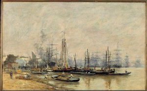 Bordeaux Vessels kikötője a Garonne-on. Eugene Louis Boudin (1824-1898) festménye 1874 V. 0,41x0,65 m Párizs, Muse d