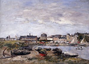 Trouville: Kilátás Deauville felé a piac napján; Trouville: Kilátás a Deauville-ből, egy napi séta, 1895 alkotó: Eugene Louis Boudin