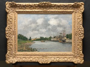 Kilátás a Saint-Valéry-sur-Somme kikötőre alkotó: Eugene Louis Boudin