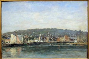 Kilátás Trouville kikötőjére Eugene Louis Boudin festménye alkotó: Eugene Louis Boudin