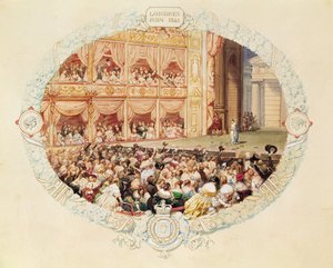 Őfelsége Színházának belseje, az 1841-es évad zárása – Búcsú Mlle Rachel alkotó: Eugene Louis Lami