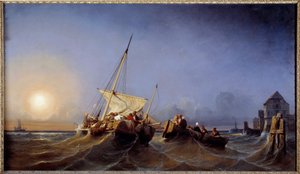 A halászok visszatérése a lenyugvó napra Eugene Lepoittevin (1806-1870) festménye 1835 Brest, Musee des Beaux Arts