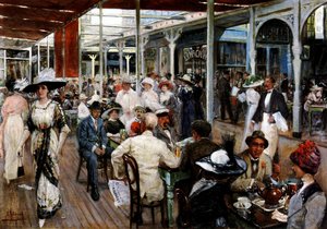 Egy kávéház terasza, Mar del Plata, Argentína, 1912 alkotó: Eugenio Alvarez Dumont