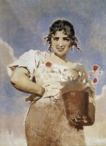 A virágüzlet (La Fioraia) (olaj, vászon) alkotó: Eugenio Prati