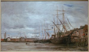 Kikötő vitorlás hajókkal alkotó: Eugene Louis Boudin
