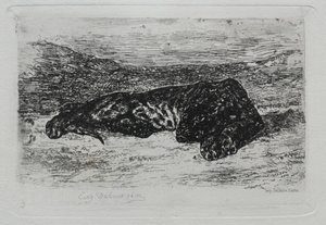 Guggoló tigris a sivatagban alkotó: Eugène Delacroix