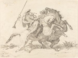 A mór lovasok találkozása (Rencontre de Cavaliers Maures) alkotó: Eugène Delacroix