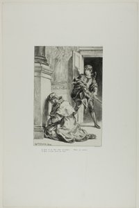 Hamlet megpróbálja megölni a királyt, 8. tábla a Hamletből alkotó: Eugène Delacroix