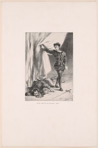 Hamlet és Polonius holtteste, 11. tábla a Hamletből alkotó: Eugène Delacroix