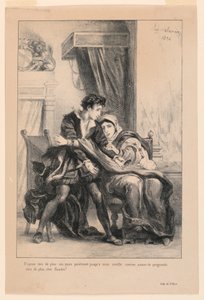 Illusztráció a Hamlethez: Hamlet és a királynő (III,4) alkotó: Eugène Delacroix