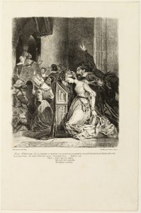 Marguerite a templomban, a Faustból alkotó: Eugène Delacroix