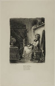Marguerite a forgó keréknél, a Faustból alkotó: Eugène Delacroix