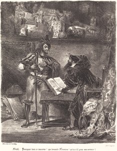 Mephisto megjelenik Faustnak. alkotó: Eugène Delacroix