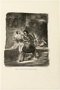 Mefisztó és Faust a párbaj után menekülve, a Fausttól alkotó: Eugène Delacroix