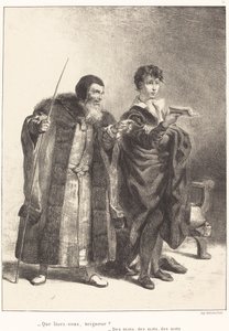 Polonius és Hamlet (II. felvonás, II. jelenet) alkotó: Eugène Delacroix