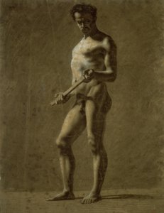 Álló akadémiai férfi akt (recto); A felkar vázlata (fordítva) alkotó: Eugène Delacroix