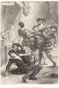 Hamlet halála V. felvonás, II. jelenet, 1843. alkotó: Eugène Delacroix