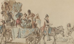 Színjátszó társulat az úton, 1818. alkotó: Eugène Delacroix
