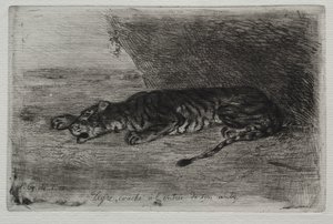 Tigris odúja bejáratánál alszik alkotó: Eugène Delacroix