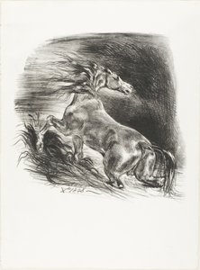 Vadló, vagy megrémült ló elhagyja a vizet alkotó: Eugène Delacroix
