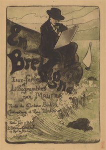 Maxime Maufra portréja sziklára rajzolva És Bretagne (cím a tárgyon)