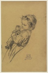 Stéphania Maria Anna Isabella de Block-Loor portréja babával állva