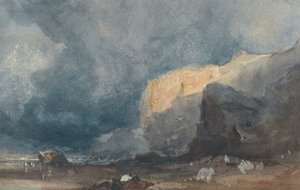 Ventnor közelében - Tengerparti táj sötét égbolttal alkotó: Eugene Isabey