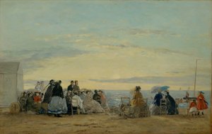 A tengerparton, naplemente alkotó: Eugene Louis Boudin