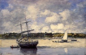 Portrieux - A tengerpart apálykor alkotó: Eugene Louis Boudin