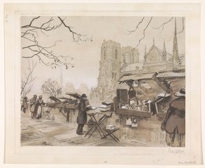 Kilátás a Quai de Montebellóra Párizsban alkotó: Eugène Véder (signed by artist)