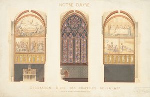 A Párizsi Notre Dame-székesegyház hajójában található kápolna felújításának terve, 1843. alkotó: Eugène Viollet le Duc