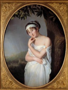 Madame Juliette Recamier (1777-1849) portréja, sz. Jeanne-Francoise Bernard Eulalie Morin (1765-1837) festménye 1799. Mérete 1,15x0,87 m. alkotó: Eulalie Morin