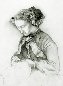 Effie portréja gyűszűkkel a hajában (The Foxglove) 1853 alkotó: Euphemia Ruskin