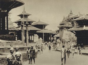 India, Temple Street, Katmandu (fekete-fehér fotó) alkotó: European Photographer