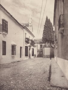 Pres házak a Calle de Gameros utcában, Ronda (fekete-fehér fotó) alkotó: European Photographer