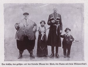 A világ legkövérebb, legmagasabb és legalacsonyabb férfija és egy szakállas hölgy (f/w fotó)