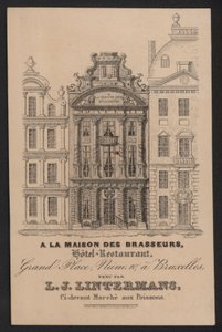 La Maison Des Brasseurs, Hotel Restaurant, Brüsszel, L J Lintermans (metszet) alkotó: European School
