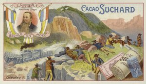 Búrok megtámadnak egy brit páncélozott vonatot, Chieveley, Dél-Afrika, búr háború, 1899. október 15. alkotó: European School