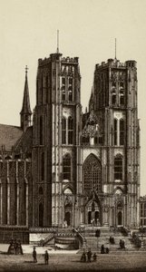 Brüsszel/Brüsszel: Szent Michel és Gudule templom (litho) alkotó: European School