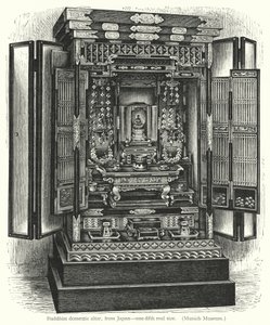 Buddhista házi oltár, Japánból (metszet) alkotó: European School