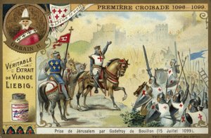 Jeruzsálem elfoglalása Godfrey of Bouillon által, első keresztes hadjárat, 1099. július 15. alkotó: European School
