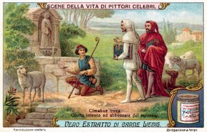 Cimabue megtalálta Giottót, aki figyelmesen rajzolgatta a bárányt (chromolitho) alkotó: European School