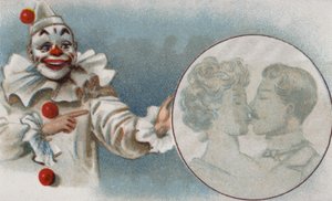 Bohóc nézi a csókolózó párt (kromolito) alkotó: European School