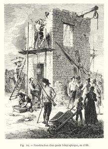 Távíróállomás építése, 1793-ban (metszet) alkotó: European School