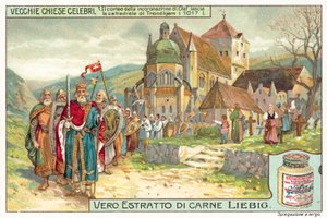 II. Olaf norvég király koronázási körmenete elhagyja a trondheimi székesegyházat alkotó: European School