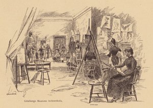 Rajzoktatás a Göteborgi Múzeumban, Svédország (metszet) alkotó: European School